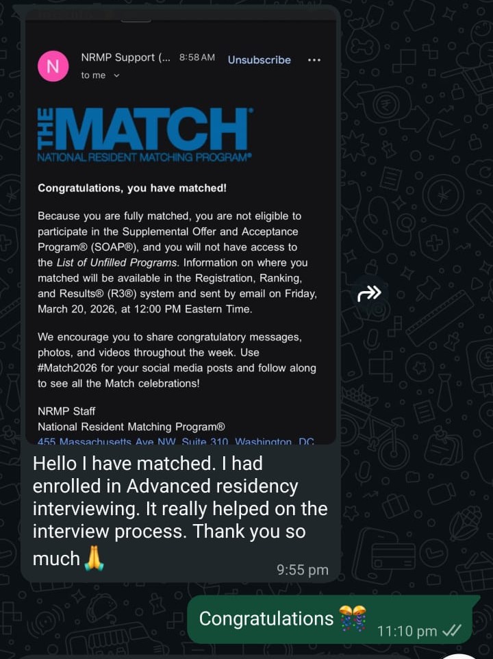 USMLE Wise student match testimonial