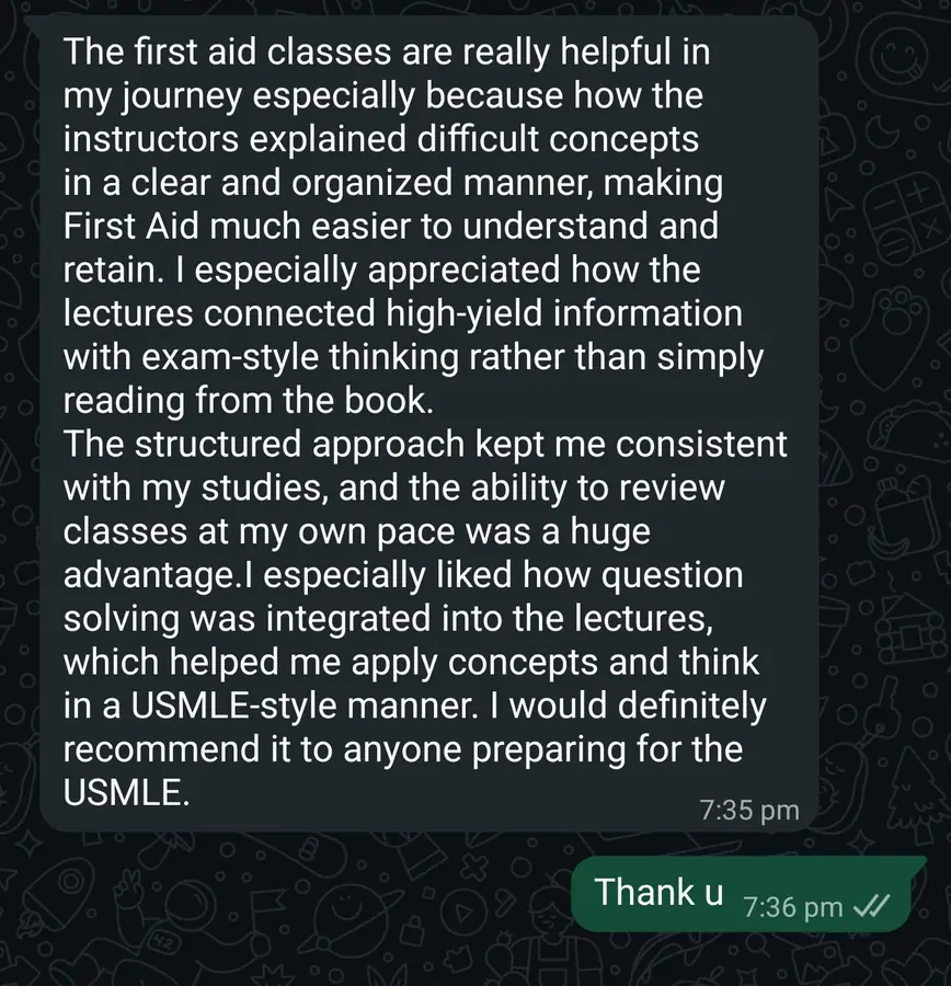 Student testimonial screenshot