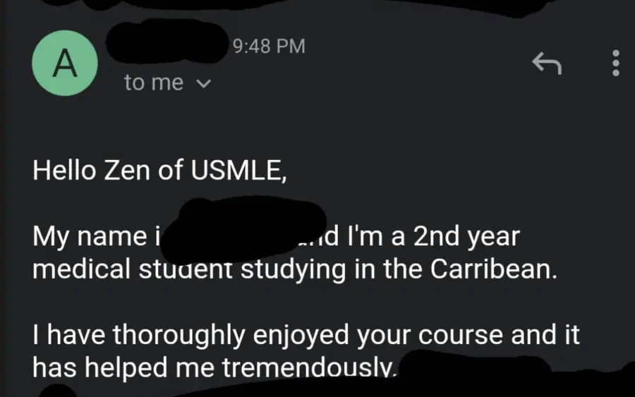 Student testimonial screenshot