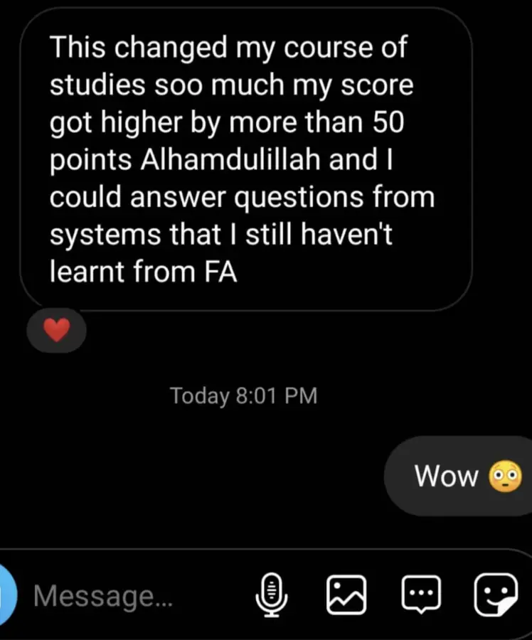 Student testimonial screenshot