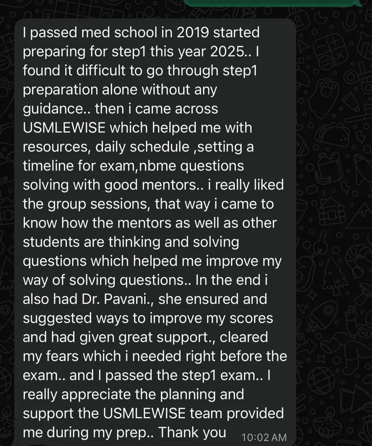 Student testimonial screenshot