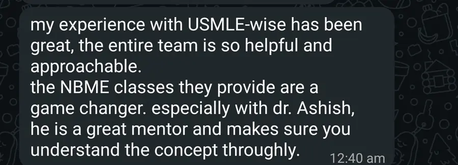 Student testimonial screenshot