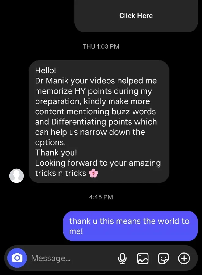 Student testimonial screenshot