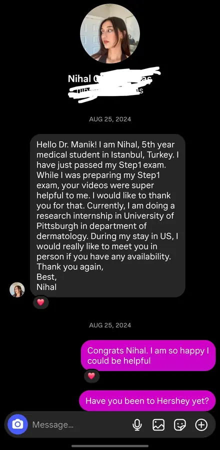 Student testimonial screenshot