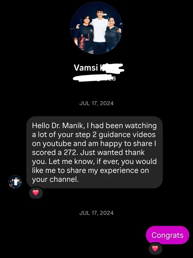 Student testimonial screenshot