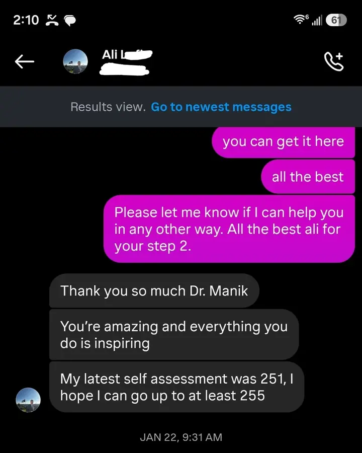 Student testimonial screenshot