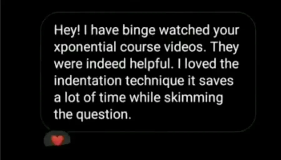 Student testimonial screenshot