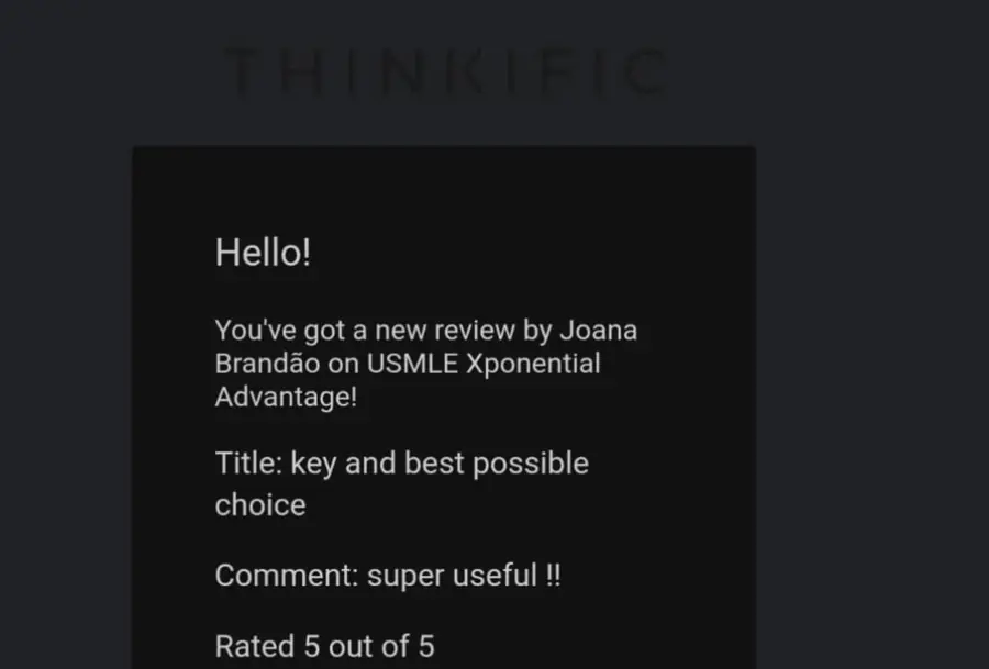 Student testimonial screenshot