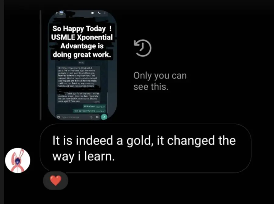 Student testimonial screenshot
