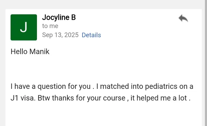 Student testimonial screenshot