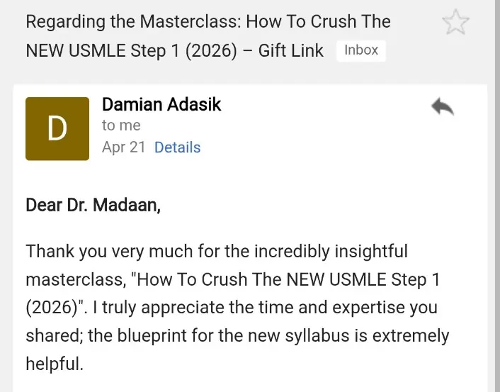 Student testimonial screenshot