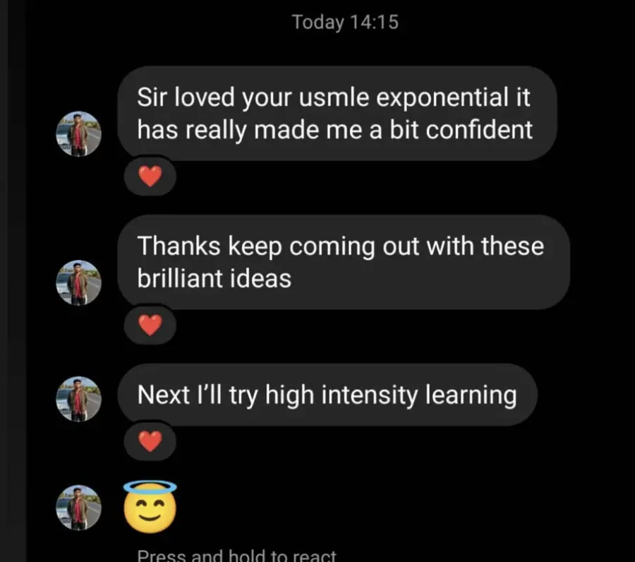 Student testimonial screenshot