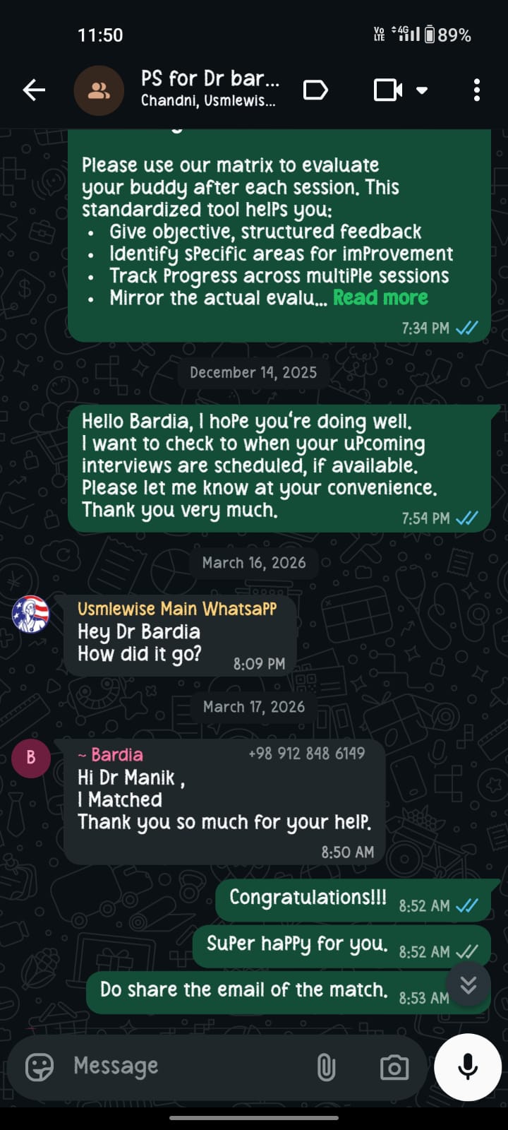 USMLE Wise student match testimonial