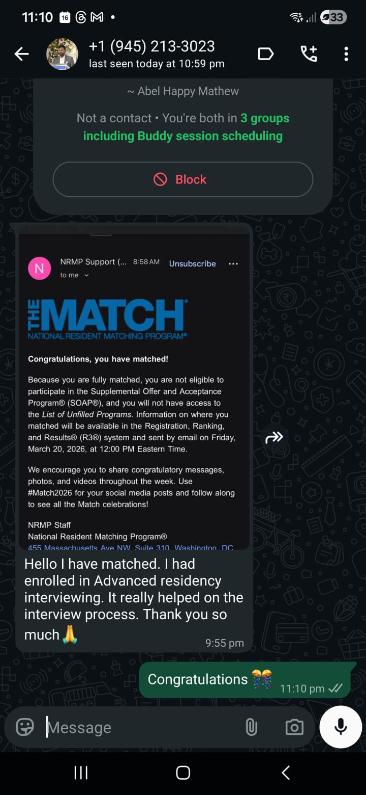 USMLE Wise student match testimonial
