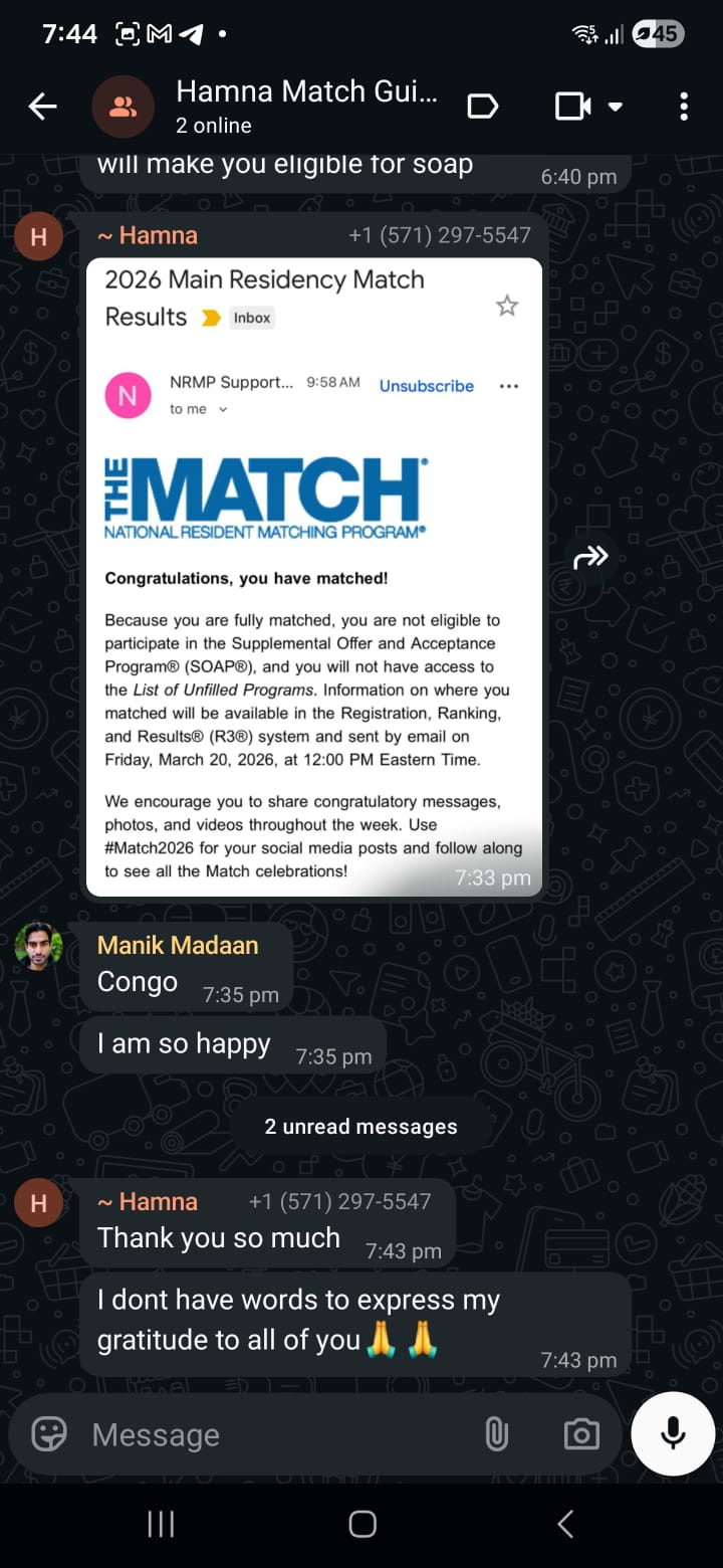 USMLE Wise student match testimonial