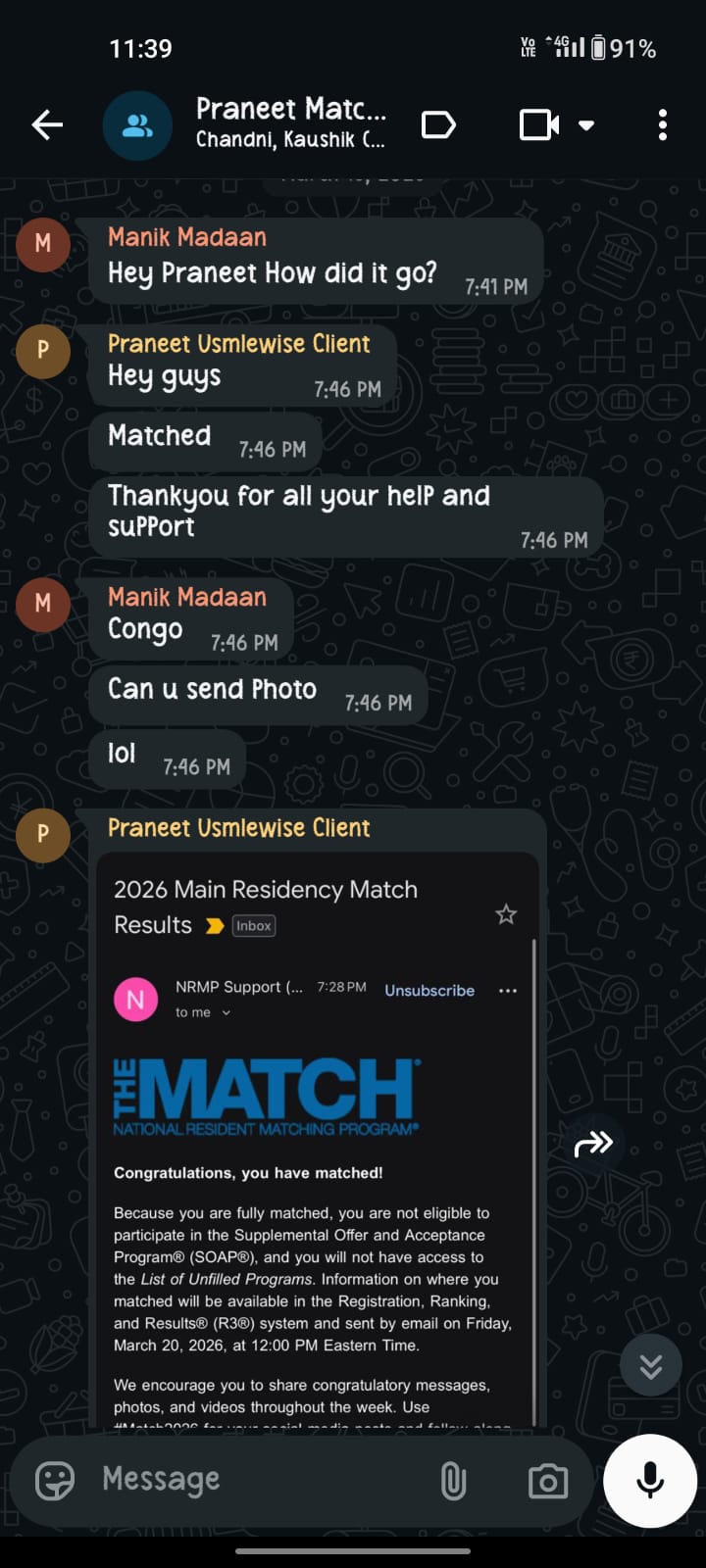USMLE Wise student match testimonial
