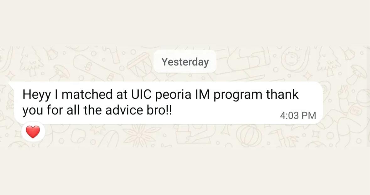 USMLE Wise student match testimonial